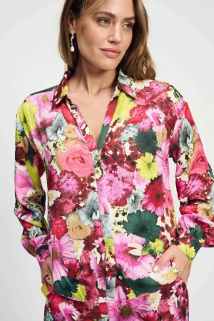 Blouses|Women's Work Dresses & Work Wear>POM Amsterdam Satin Love Bouquet Blouse
