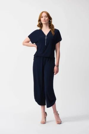 Jumpsuits|Women's Work Dresses & Work Wear>Joseph Ribkoff Shore Club  Culotte Jumpsuit - Black 251044