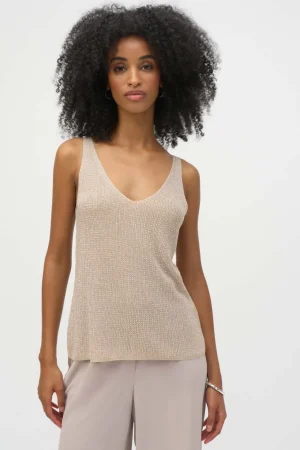 Knitwear|Joseph Ribkoff>Joseph Ribkoff Sicilian Sun Metallic Knitted Camisole with Rhinestones 252915