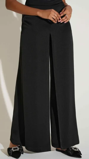 Pants Edit|Joseph Ribkoff>Joseph Ribkoff Signature Satin Wide leg Pants Front Overlay - Black - 253788