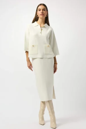 Knitwear|Joseph Ribkoff>Joseph Ribkoff Soft Focus Boxy Knit Sweater Pullover - White Winter 253962