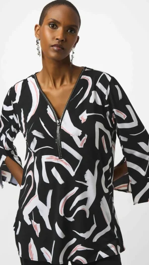 Tops|Tops>Joseph Ribkoff Soft Focus Printed Fit And Flare Tunic 253224 Size 18