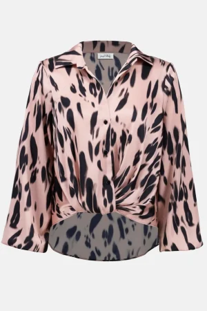 Joseph Ribkoff|Plus Size - Curves 16-20>Joseph Ribkoff Soft Focus Recycled Satin Animal Print Draped Top 253059