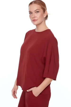 Tops|Tops>Up! Pants Solid Vegan Silk Vented Top