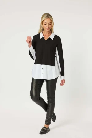 Tops|Tops>Clarity Sonia 2 in 1 Top - Black/Whte