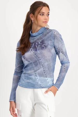 Tops|Tops>Monari Stand Up Collar Mesh Top