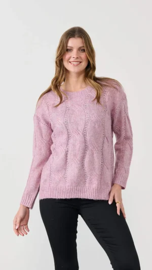 Knitwear|Holmes & Fallon>Holmes u0026 Fallon Super Soft Cable Jumper - Pink