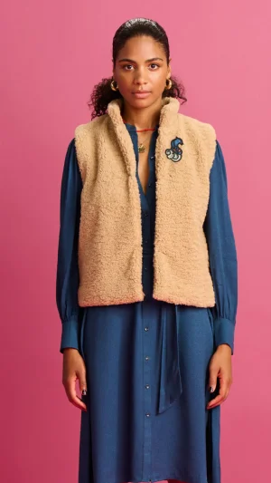 Jackets|POM Amsterdam>POM Amsterdam Teddy Gilet - Smokey Brown