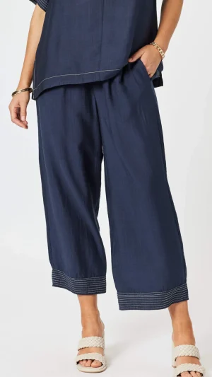 Pants Edit|Casual Pants>Clarity Top Stitch Detail Pant - Navy