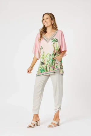 Hammock & Vine|Tops>Hammock u0026 Vine Toucan V neck Top Pink
