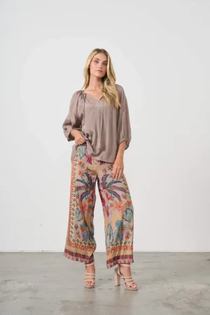 Pants Edit|Dress Pants>Holmes u0026 Fallon Tropical Print Elasticated Back Pant