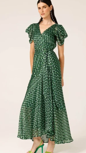 Midi Dresses|Sacha Drake>Sacha Drake Twilight Shimmer Maxi Dress - Emerald Poppy Size 8