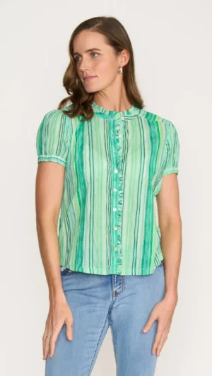 Sleeved Dresses|Shirts Edit>Foil Ultimate Crush Cap Sleeve Shirt - Stroke of Genius