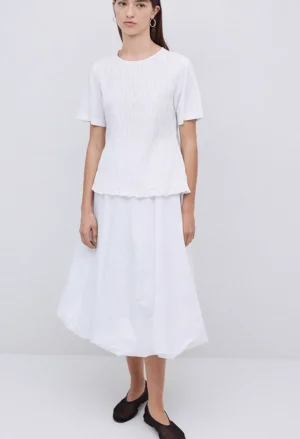 Skirts|Yerse>Yerse White Popplin Balloon Skirt