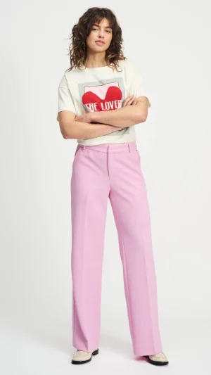 Pants Edit|Dress Pants>POM Amsterdam Wide Leg Textured Pant - Rose Pink