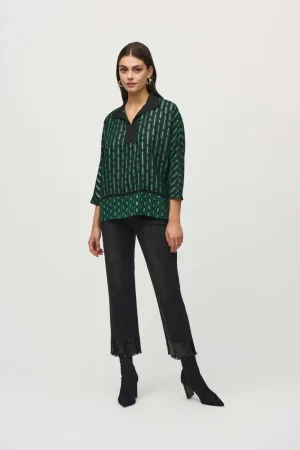 Tops|Tops>Joseph Ribkoff Wild Heart Georgette Geometric Border 244229 Size 14