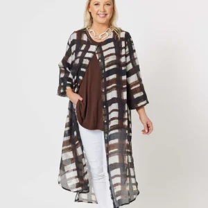 Clarity|Lucky Lasts>Clarity Zena Check Long Line Shirt Size 12