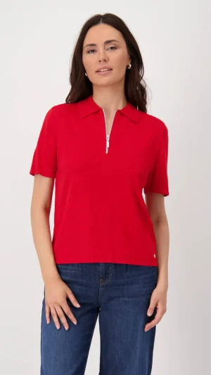 Tops|Tops>Monari Zip Polo - Red