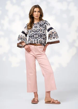 Blouses|Loobies Story>Loobies Story Zoe Blouse - Ecru Multi Size 14